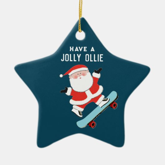 Skateboarden Kerst Collectie Keramisch Ornament (Voorkant)