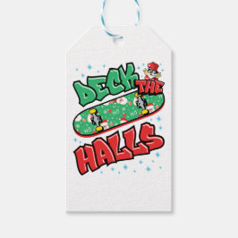 Skateboarden kerstskateboard Decaan the Halls Cadeaulabel