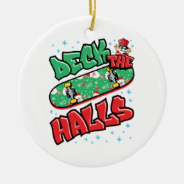 Skateboarden kerstskateboard Decaan the Halls Keramisch Ornament