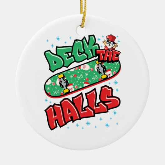 Skateboarden kerstskateboard Decaan the Halls Keramisch Ornament (Voorkant)