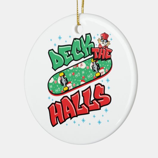 Skateboarden kerstskateboard Decaan the Halls Keramisch Ornament (Links)