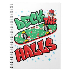 Skateboarden kerstskateboard Decaan the Halls Notitieboek
