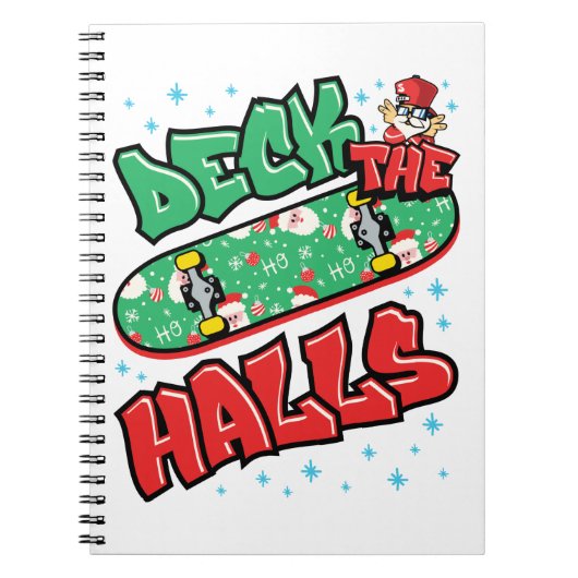 Skateboarden kerstskateboard Decaan the Halls Notitieboek (Voorkant)