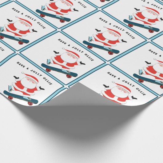 Skateboarden kerstvakantie cadeau cadeaupapier (Hoek)