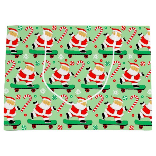 Skateboarden Kerstvakantie Santa Groot Cadeauzakje (Voorkant)