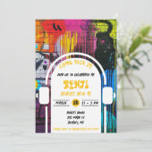 Skateboarden, kom op graffiti verjaardagsfeestje kaart (Staand voorkant)