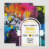 Skateboarden, kom op graffiti verjaardagsfeestje kaart (Voorkant / Achterkant)