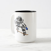 Skateboarden kosmische ruimte tweekleurige koffiemok (Voorkant links)