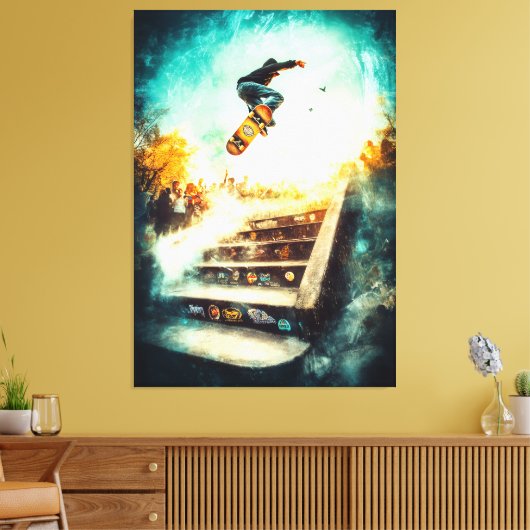 Skateboarden Legend - Dynamische Sportkunst - Urba Canvas Afdruk (Insitu (Woonkamer))