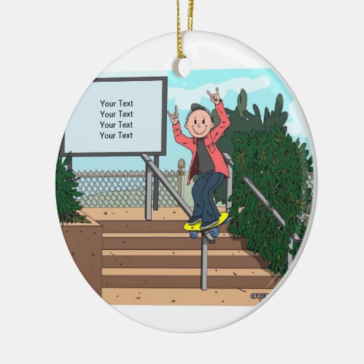 Skateboarden - Mannelijk Keramisch Ornament (Links)