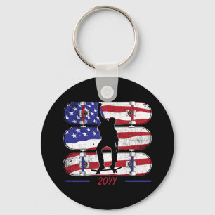 Skateboarden Mannen - USA American Flag Sleutelhan Sleutelhanger