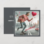 Skateboarden met Gift Sweetheart Valentijn Feestdagenkaart (Voorkant / Achterkant)