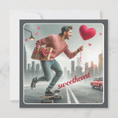 Skateboarden met Gift Sweetheart Valentijn Feestdagenkaart (Voorkant)