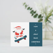Skateboarden met Kerstmis Feestdagenkaart (Staand voorkant)