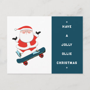 Skateboarden met Kerstmis Feestdagenkaart