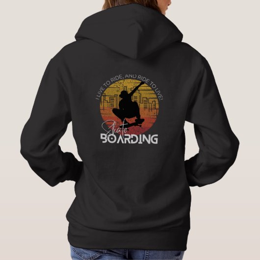 Skateboarden met levensoffertes hoodie (Achterkant)