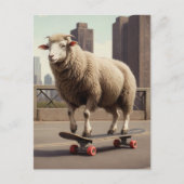 Skateboarden met witte schapen in de stad briefkaart (Voorkant)