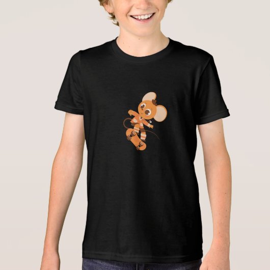 Skateboarden Mouse Black Tri-Blend Shirt (Voorkant)