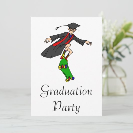 Skateboarden op afstuderen kaart (Staand voorkant)