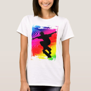 Skateboarden op regenbooggraat t-shirt