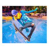 Skateboarden op water foto afdruk (Voorkant)