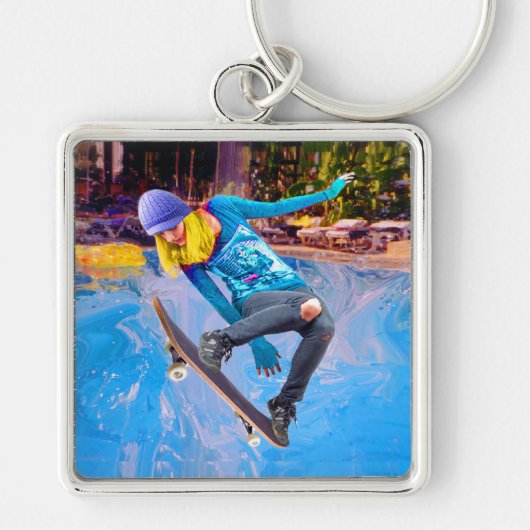 Skateboarden op water sleutelhanger (Voorkant)