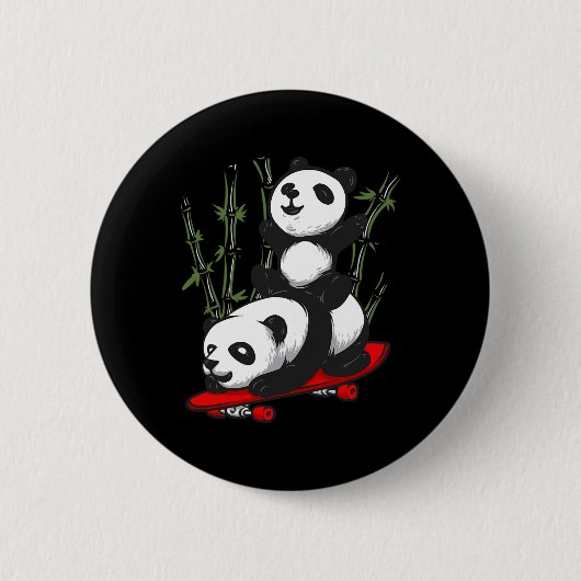Skateboarden Panda Beer Wilde Grappige Panda Skate Ronde Button 5,7 Cm (Voorkant)