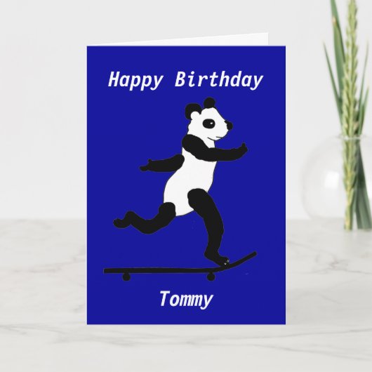 Skateboarden Panda Verjaardag Kaart op maat (Voorkant)