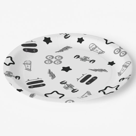 Skateboarden Party Paper Borden 9" Papieren Bordje (Gekanteld)