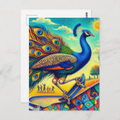 Skateboarden Peacock Kleurrijk en Leuk Briefkaart (Voorkant / Achterkant)