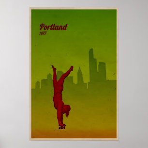 Skateboarden Print Portland Stad Poster Schaatsen