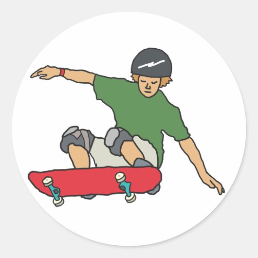 Skateboarden Ronde Sticker (Voorkant)