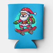 Skateboarden Santa - Fun Pixel Art Holiday Design Blikjeskoeler (Voorkant)