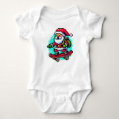 Skateboarden Santa - Fun Pixel Art Holiday Design Romper (Voorkant)
