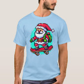 Skateboarden Santa - Fun Pixel Art Holiday Design T-shirt (Voorkant)