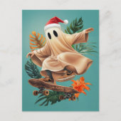 Skateboarden Santa Ghost Briefkaart (Voorkant)