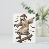 Skateboarden Santa Ghost Christmas Briefkaart (Staand voorkant)