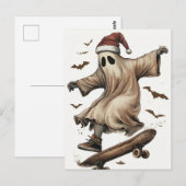 Skateboarden Santa Ghost Christmas Briefkaart (Voorkant / Achterkant)