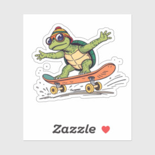 Skateboarden, schildpadden, grappige dieren sticker