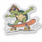 Skateboarden, schildpadden, grappige dieren sticker (Voorkant)