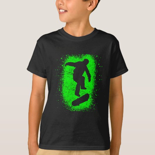 Skateboarden Shirt Skater Green Graffiti Art (Voorkant)