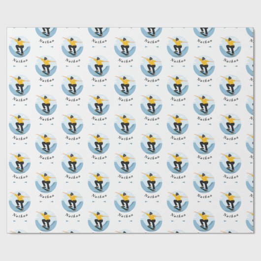 Skateboarden Silhouette en Kinder padnaam Cadeaupapier (Vlak)