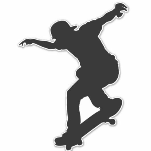 Skateboarden, skateboard Custom-Cut Vinyl Sticker (Voorkant)