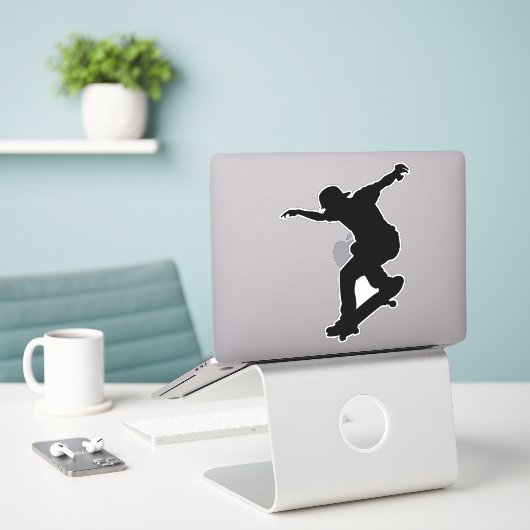 Skateboarden, skateboard op maat gesneden vinyl St Sticker (Laptop op bureau)