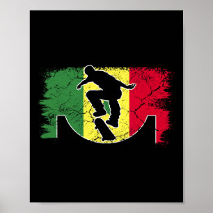 Skateboarden Skateboard Senegalese Vlag Senegal Poster