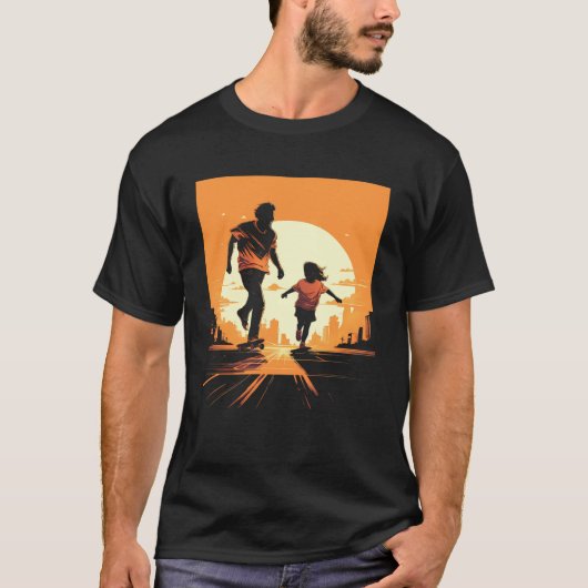 Skateboarden Skater Pa Skateboarder Father Daugh T-shirt (Voorkant)