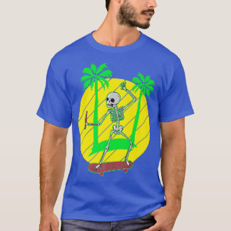 Skateboarden Skeleton Skateboard Palm tree T-shirt