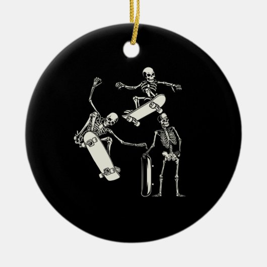 Skateboarden Skeleton Skater Halloween Keramisch Ornament (Voorkant)