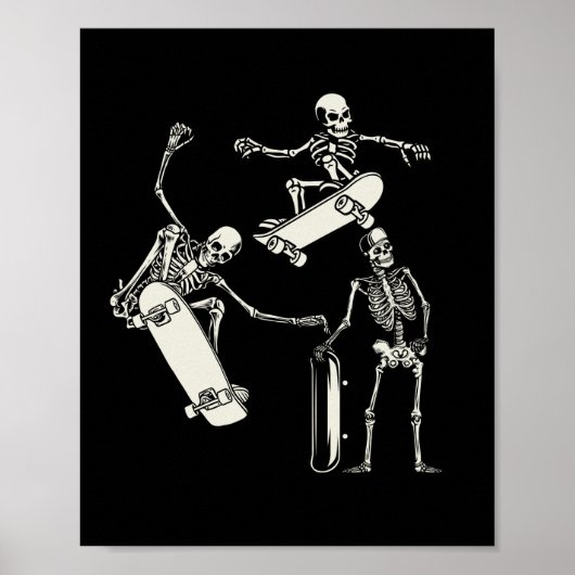 Skateboarden Skeleton Skater Halloween Poster (Voorkant)