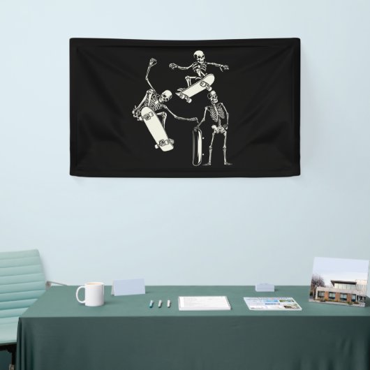 Skateboarden Skeleton Skater Halloween Spandoek (Beurs)
